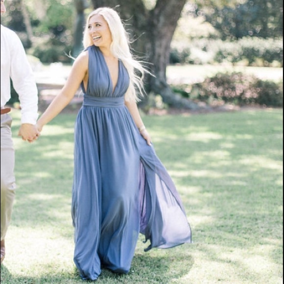 heavenly hues denim blue maxi dress